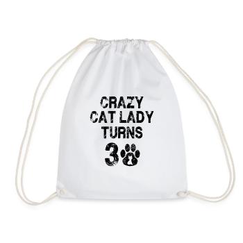 30 birthday cats - Drawstring Bag - white - Front