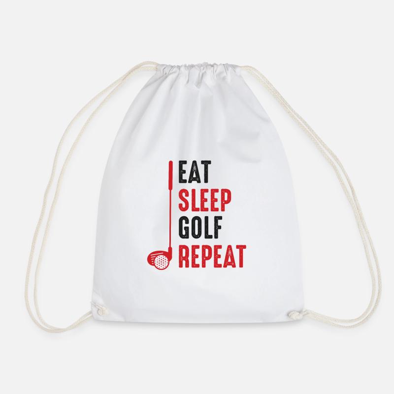 Eat Sleep Golf Repeat - Drawstring Bag - white