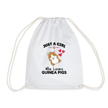 GUINEA PIG: Love Guinea Pigs - Drawstring Bag - white - Front