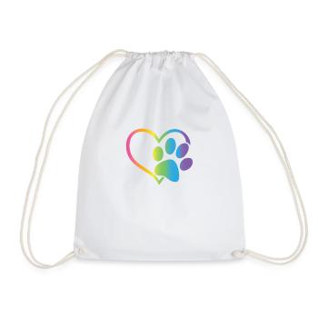 Coeur Paw Print Chien Chat Amant Saint Valentin - Sac de sport léger - blanc - Devant