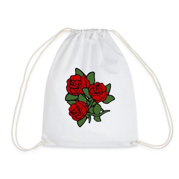 Rose - Roses -Red Roses - Drawstring Bag - white - Front