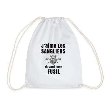 J'aime les sangliers devant mon fusil - chasseur - Sac de sport léger - blanc - Devant