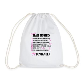 Braut Aufgaben Junggesellinnenabschied Frauen Idee - Turnbeutel - Weiß - Vorne