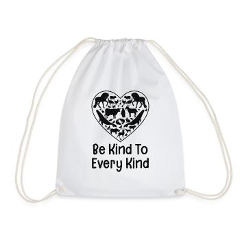Be Kind to Every Child Vegan Animal Rights Animal Welfare - Drawstring Bag - white - Front
