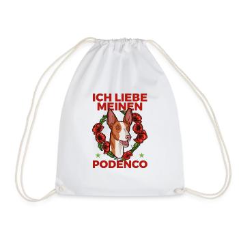 Ich liebe meinen Podenco by the Manzanita`s - Turnbeutel - Weiß - Vorne