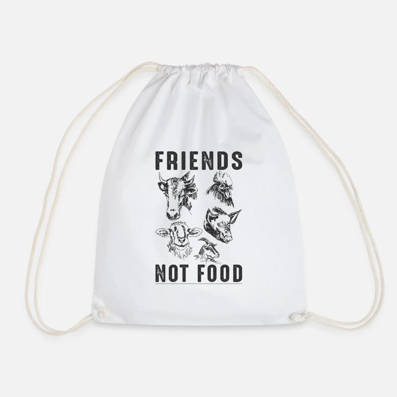 Friends not Food - Drawstring Bag - white
