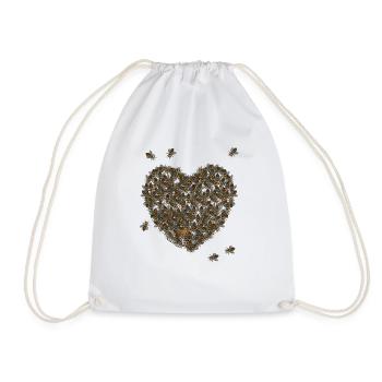 Swarm in heart shape to label itself - Drawstring Bag - white - Front