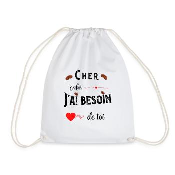 J'ai besoin d'un café - Humour café lover - Sac de sport léger - blanc - Devant