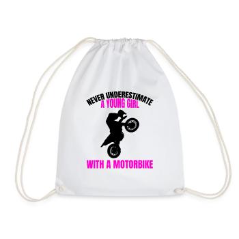 Motorrad Frauen Moped Mädchen Mofa Geschenk Bike - Turnbeutel - Weiß - Vorne