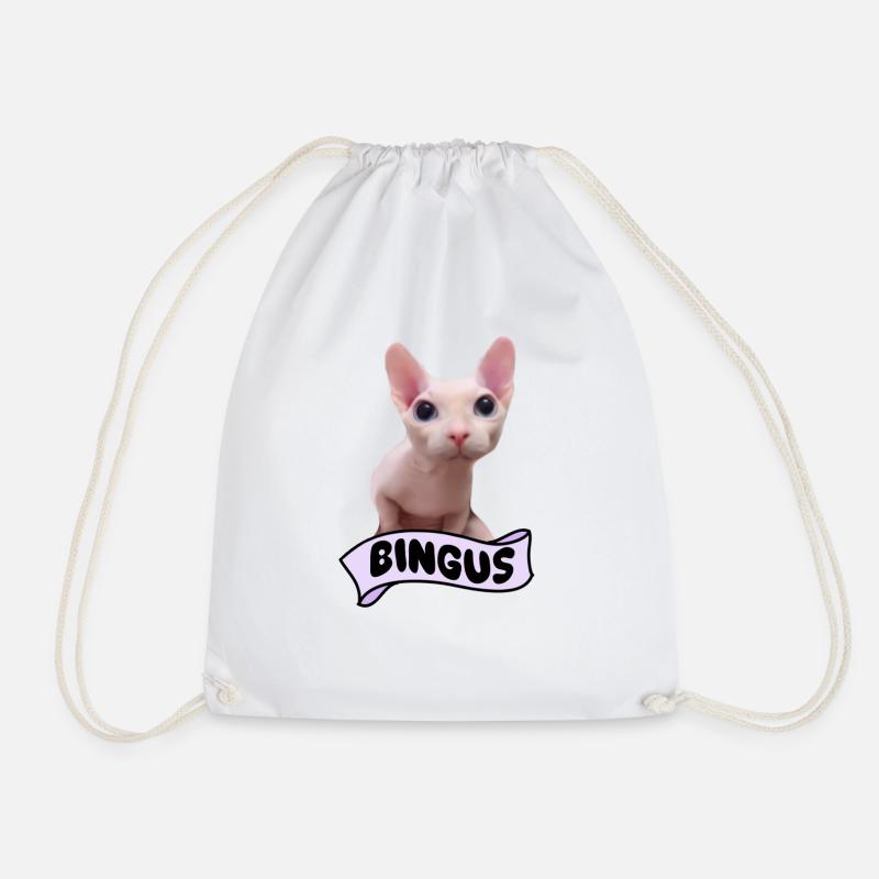 Bingus Cat Meme - Drawstring Bag - white