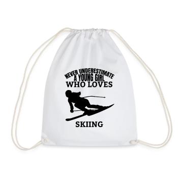 Ski Skiing Saying Ski girl skier - Drawstring Bag - white - Front