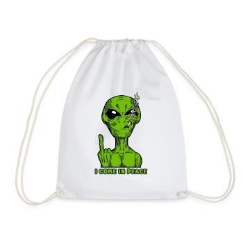 Come in Peace Alien UFO Extraterrestrial Abduction - Drawstring Bag - white - Front