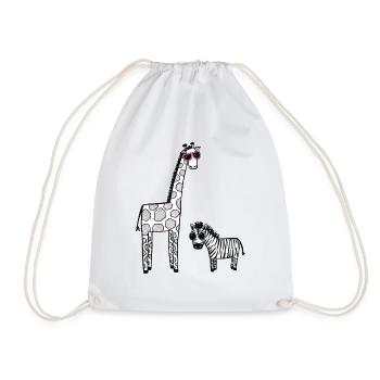 Girafe et zèbre avec lunettes de soleil - Sac de sport léger - blanc - Devant