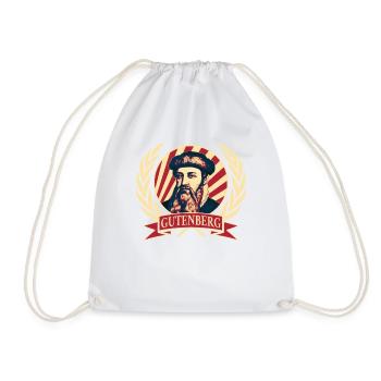 Johannes Gutenberg - Drawstring Bag - white - Front