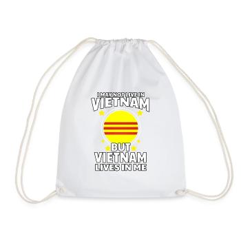 Vietnam Flag Love Home Heart Flag I Gift - Drawstring Bag - white - Front