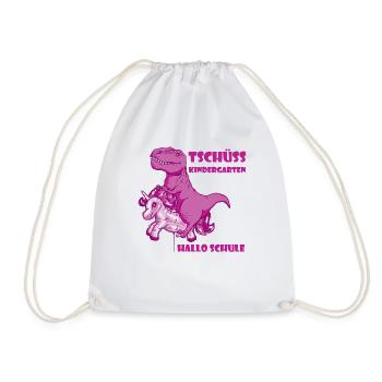 Dino T-Rex Schule Dinosaurier Schulkind Einhorn - Turnbeutel - Weiß - Vorne