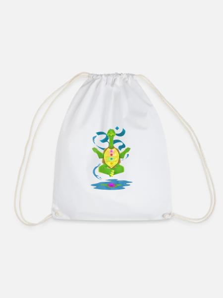 Yoga work sport turtle meditation - Drawstring Bag - white