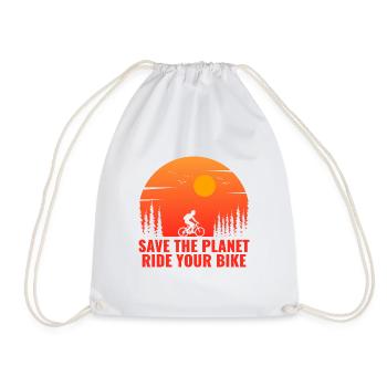 Save the Planet, Ride your Bike - Drawstring Bag - white - Front