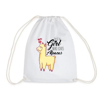 Just a Girl who loves Alpacas Alpaca Damen Frauen - Turnbeutel - Weiß - Vorne