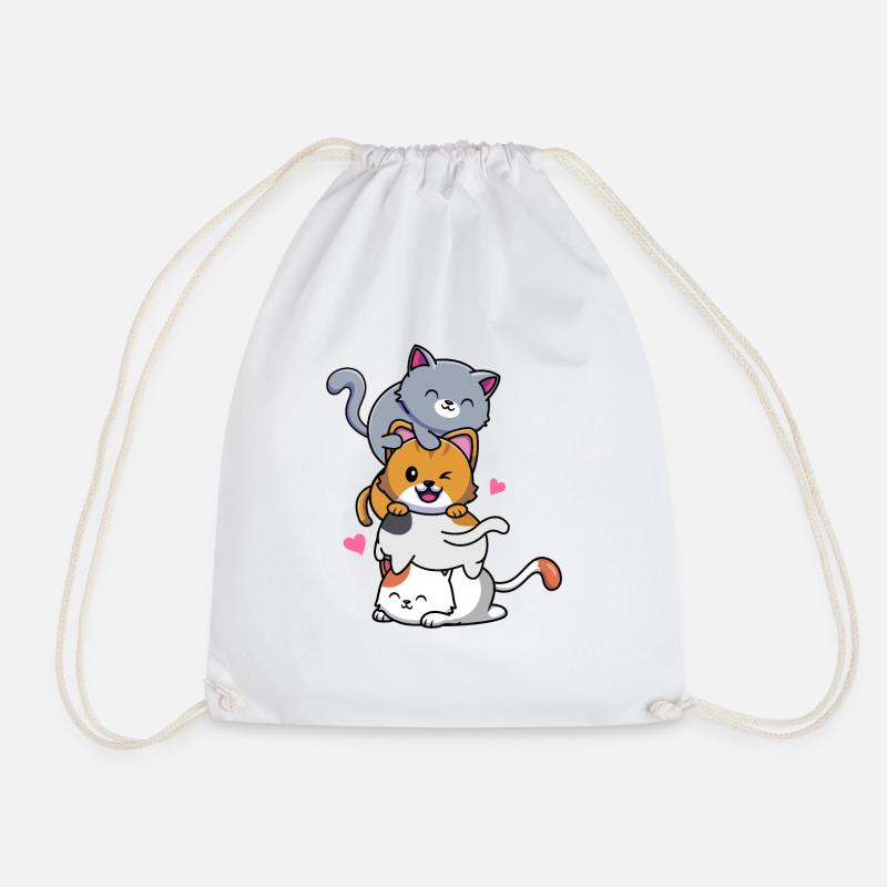 Cat Tower - Drawstring Bag - white