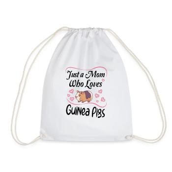 Guinea Pig Guinea PIgs Lover Gift Idea just a Mom - Drawstring Bag - white - Front