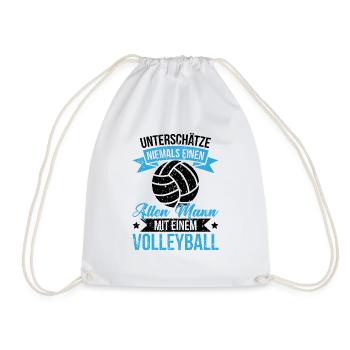Alten mann volleyball Spieler Ball Geschenk Hobby - Turnbeutel - Weiß - Vorne