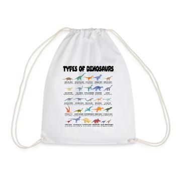 Types Of Dinosaurs Dino Identification - Cute - Drawstring Bag - white - Front