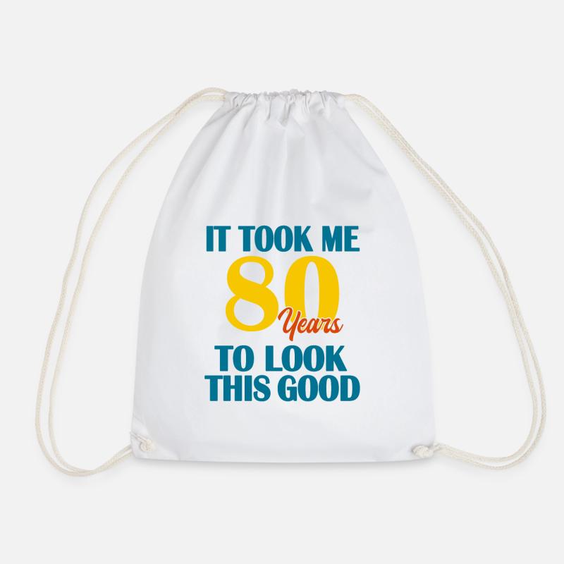 80th Birthday - Drawstring Bag - white