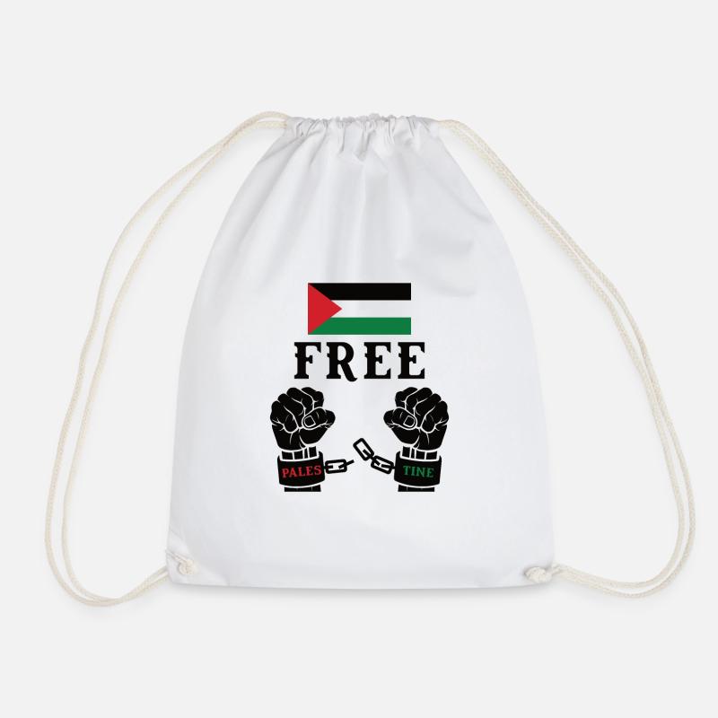 Palastine Free Palestine - Drawstring Bag - white