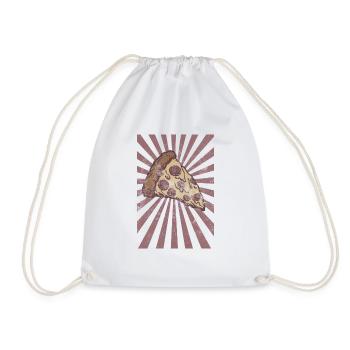 Cool Vintage Pepperoni Pizza Slice - Drawstring Bag - white - Front