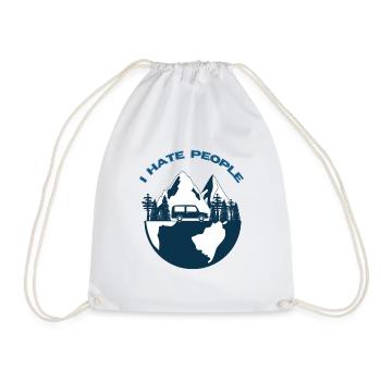 I Hate People Mountain Weekend Getaway - Drawstring Bag - white - Front