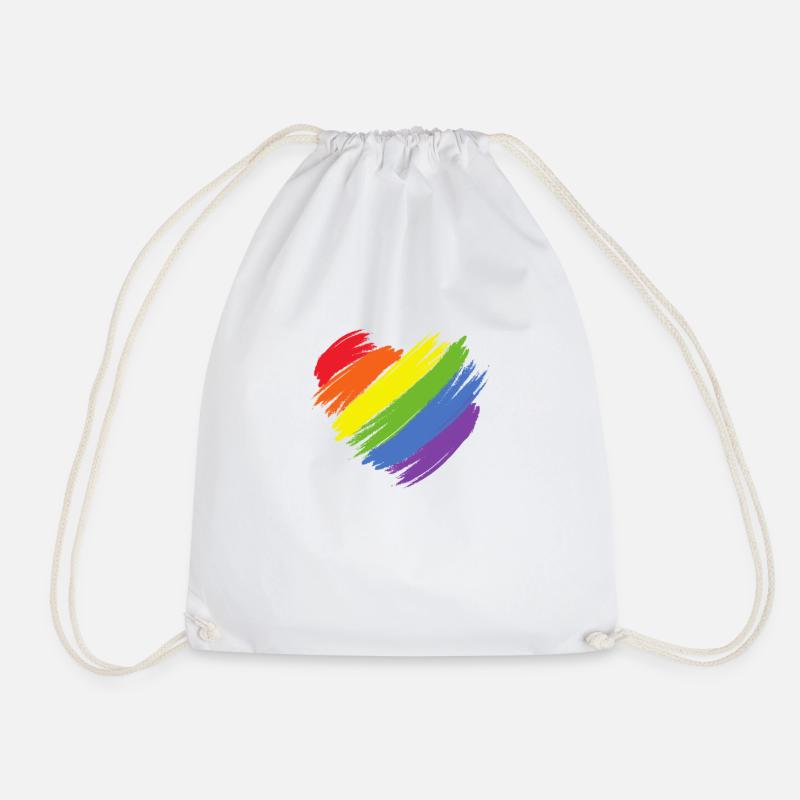 Regenbogen Herz LGBT CSD Love - Turnbeutel - Weiß