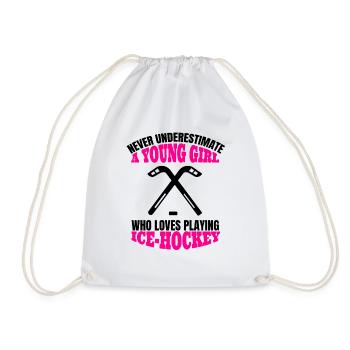Ice Hockey Eishockeyteam Frau Eishockey Mädchen - Drawstring Bag - white - Front
