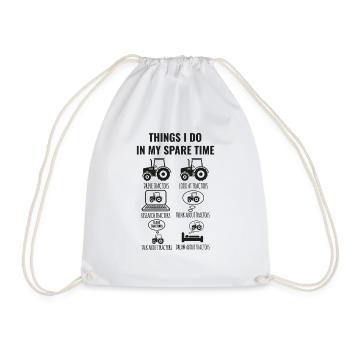 Things i do in my spare time farmer gift - Drawstring Bag - white - Front