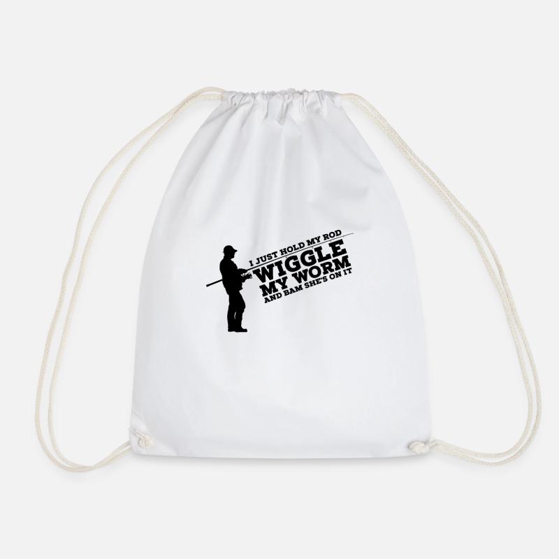 Funny Fishing - Drawstring Bag - white