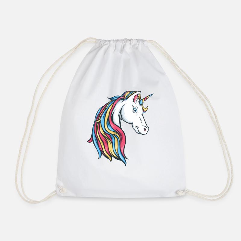 Rainbow Unicorn Rainbow Colorful Unicorn Unicorns - Drawstring Bag - white