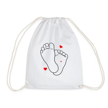 Baby feet children love heart parents - Drawstring Bag - white - Front