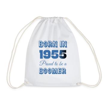 Born in 1955 Proud to Be a Boomer - Drawstring Bag - white - Front