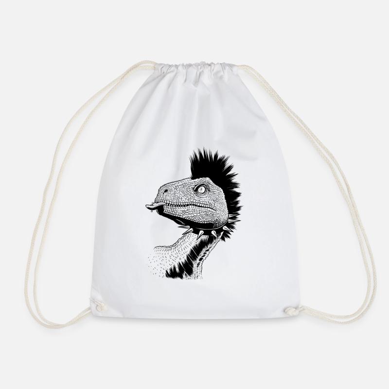 Velociraptor punky mit Kamm - Turnbeutel - Weiß