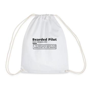Pilot Aviation Airplane Bearded Pilot definition - Drawstring Bag - white - Front