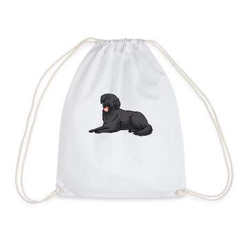 Flat Coated Retriever Hund - Turnbeutel - Weiß - Vorne