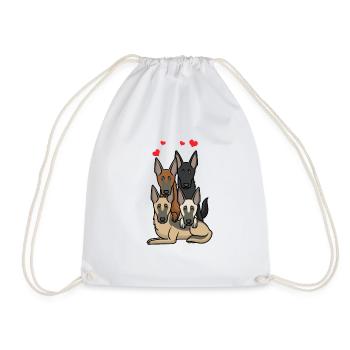Malinois Dogs - Drawstring Bag - white - Front