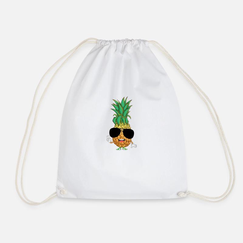 Ananas Pineapple mit Sonnenbrille Cool Tropical - Turnbeutel - Weiß