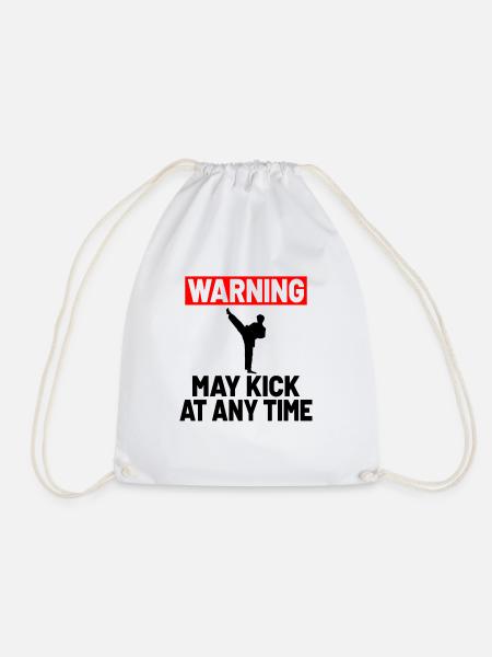 MARTIAL ARTS KARATE GIFT IDEA: Warning may kick - Turnbeutel - Weiß