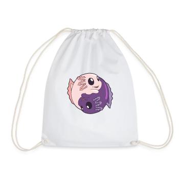 Yin Yang Axolotls Kawai Axolotl Zen Meditation Yog - Drawstring Bag - white - Front