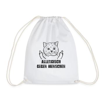 Allergisch Gegen Menschen Katze Mittelfinger - Turnbeutel - Weiß - Vorne
