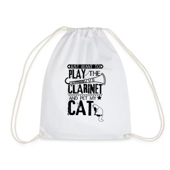 Clarinet cat - Drawstring Bag - white - Front