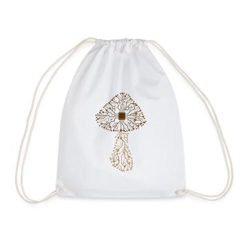 Magic Mushroom Psilocybin Circuit Board - Drawstring Bag - white - Front
