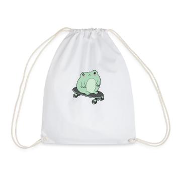 Cottagecore Aesthetic Kawaii Skateboarding Frosch - Turnbeutel - Weiß - Vorne