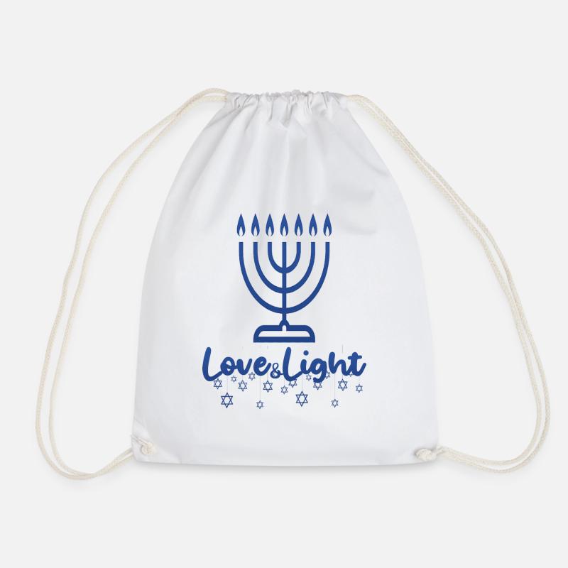 Love And Light Hanukkah - Drawstring Bag - white